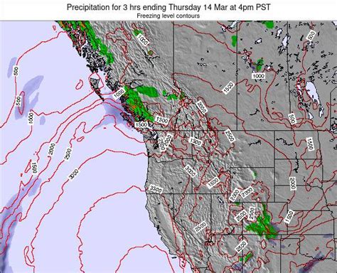 Washington Precipitation for 3 hrs ending Saturday 13 Feb at 10pm PST