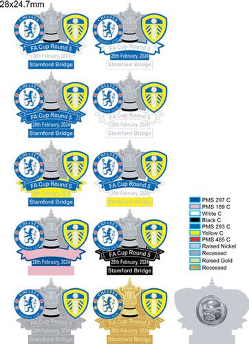 Chelsea v Leeds United - 2023/24 FA Cup Round 5 | FOOTBALL-PINS-BADGES