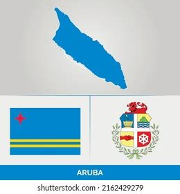 Aruba Map Flag National Emblem Premium Stock Vector (Royalty Free ...