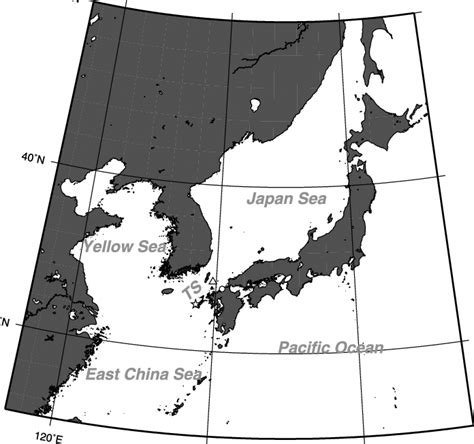 Location of the Tsushima Strait (TS). Mooring site (open triangle), JMA ...