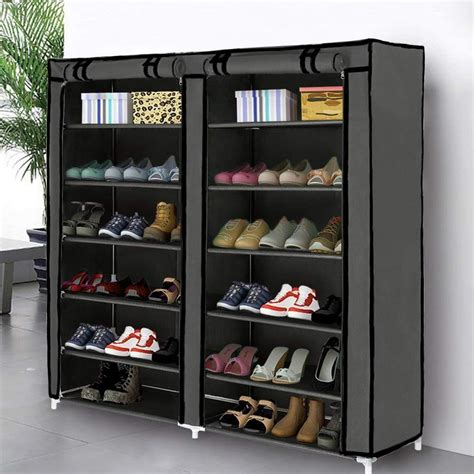 Blissun 7 Tier Shoe Rack Storage Organizer, 36 Pairs Portable Double Row Shoe Rack Shelf Cabinet ...