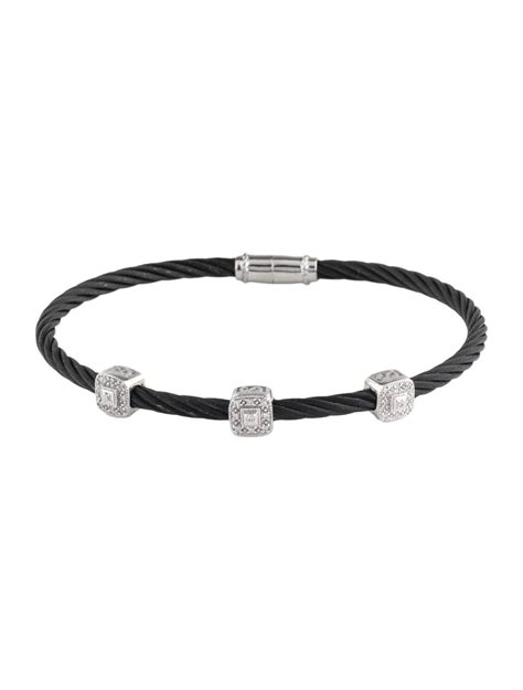 Charriol Diamond Celtic Noir 3 Square Station Bracelet - 18K White Gold ...