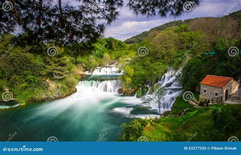 Krka Waterfalls stock photo. Image of architecture, cityscape - 53277330