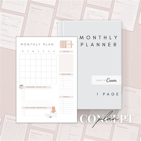 Editable Monthly Planner Template Canva Printable Monthly Schedule ...