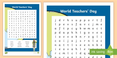 World Teachers' Day Word Search | Vocabulary Builder | Y 3-6