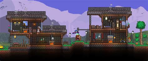 Forest Homes for the Guide and Merchant : Terraria | Forest house, Terraria house design ...