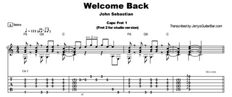 John Sebastian - Welcome Back | Guitar Lesson, tab & chords - JGB