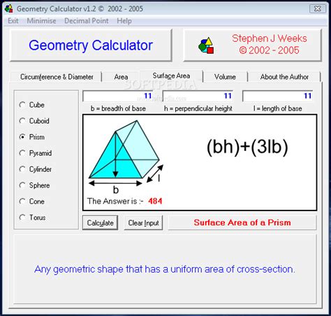 Geometry Calculator 1.2 - Download, Review, Screenshots