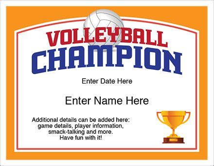 Volleyball Champion Certificate - Free Award Certificates | Volleyball, Champion, Award certificate