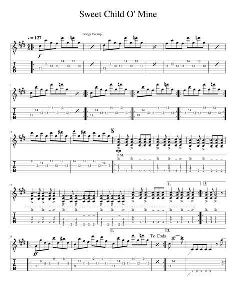 Sweet Child O' Mine Sheet music for Guitar (Solo) | Musescore.com