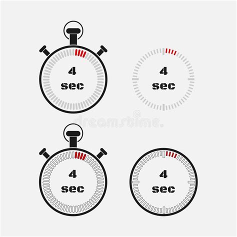 Four Seconds Clock On Gray Background. Stopwatch Icon In Flat Style ...