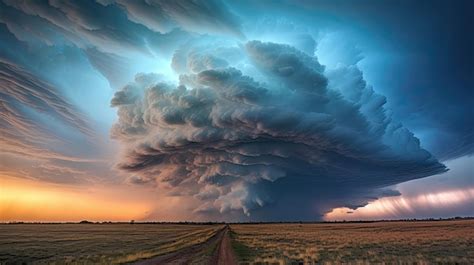 Premium AI Image | A photo of a massive supercell formation open plains