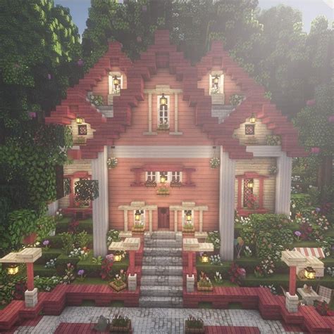 mc pink mansion | Cute minecraft houses, Minecraft houses, Minecraft house designs