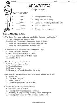 Outsiders Chapter 4 Quiz by The Daring English Teacher | TpT