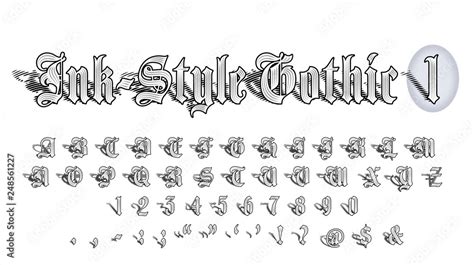 Ink-Style Gothic Font 1 of 2: Hand-Crafted Illustrated 50-Character ...