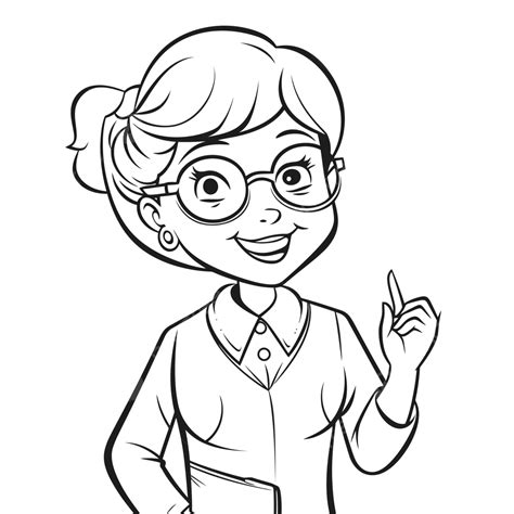 Cartoon Female Teacher Coloring Pages Free Outline Sketch Drawing ...