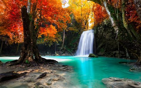 Thailand, colorful, tropical, trees, water, waterfall, forest, nature, fall, landscape, HD ...