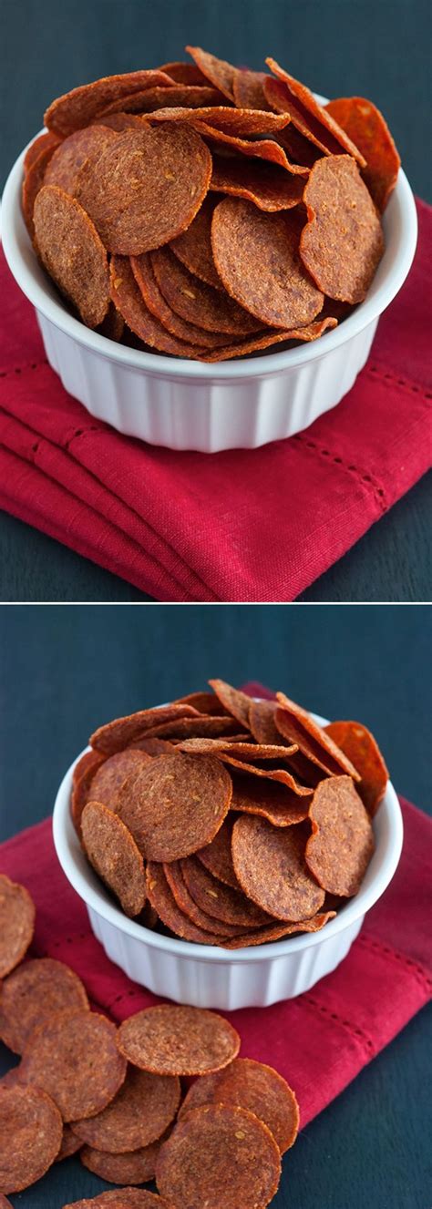 Pepperoni Chips - A quick, low carb, gluten-free snack that's incredibly crunchy, crispy and ...