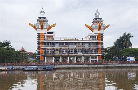 Viewing Tower in Taman Siring, Banjarmasin City, South Kalimantan, Indonesia. Located on the ...