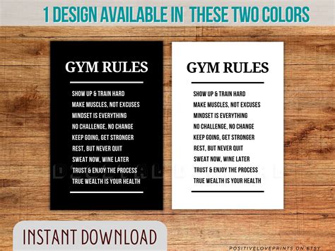 Gym Rules Sign Gym Wall Art Printable Gym Print - Etsy