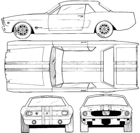 1967 Ford Mustang Coupe blueprints free - Outlines