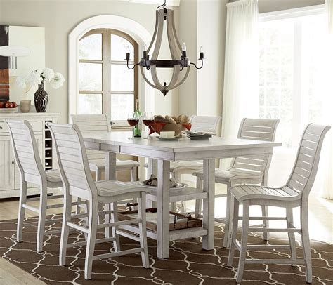 Willow Distressed White Rectangular Counter Height Dining Room Set from Progressive Furniture ...