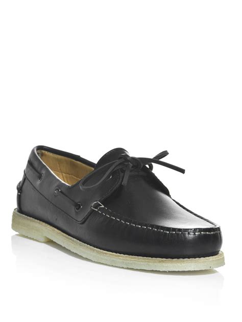 A.p.c. Leather Boat Shoes in Black for Men | Lyst