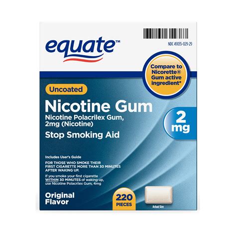 Equate Nicotine Polacrilex Gum, 2 mg, Original Flavor, 220 ct - Walmart ...