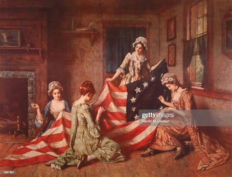 A Henry Mosler painting 'The Birth of the Flag' depicts Betsy Ross... News Photo - Getty Images