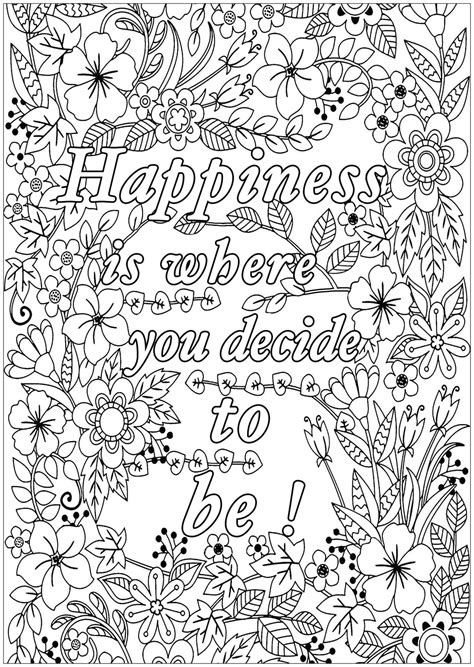 Get This Printable Adult Coloring Pages Quotes Happiness