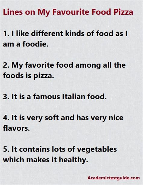 Lines on My Favourite Food Pizza - Academic Test Guide