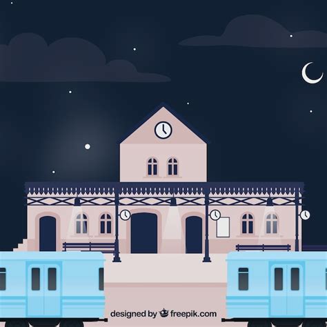 Free Vector | Night background with train station