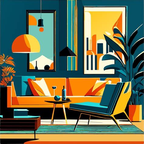 Premium Vector | Modern living room interior design vector illustration