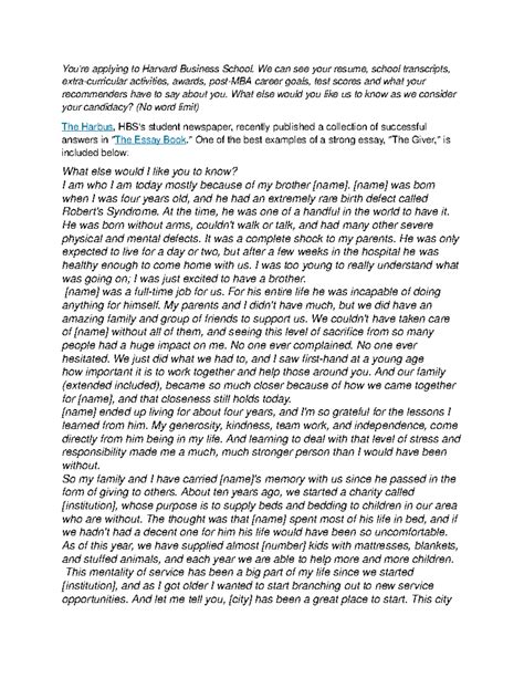 Strong Admissions Essay Example - You're applying to Harvard Business ...