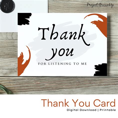 Printable Card Thank You For Listening To Me | Etsy