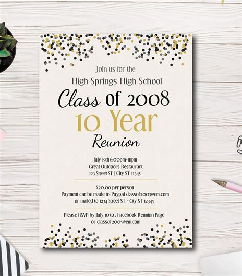 High School Reunion, College Reunion, Printable Invitation AND Ticket, Pick Your School Colors ...