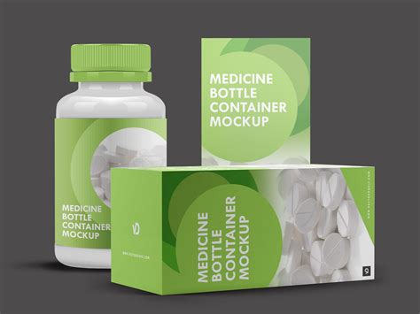 Medicine Bottle Container and Box Mockup | Free Mockups, Best Free PSD Mockups - ApeMockups