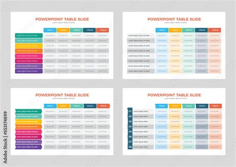 PowerPoint Table Layout, 4 Different Table Format, PowerPoint Table ...