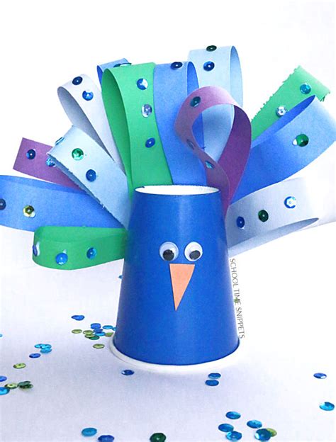Peacock Paper Cup Art and Craft | School Time Snippets