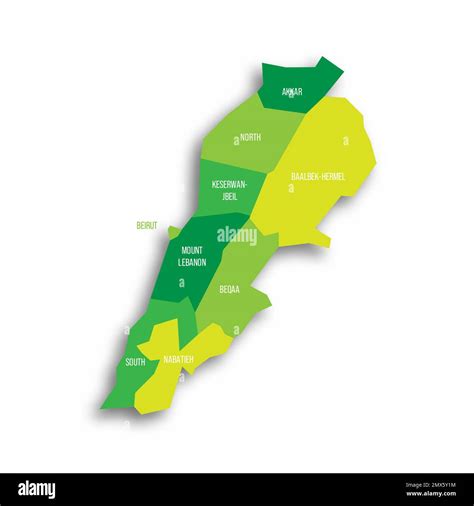 Lebanon political map of administrative divisions Stock Vector Image ...