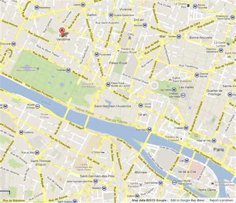 Place Vendome on Map of Paris