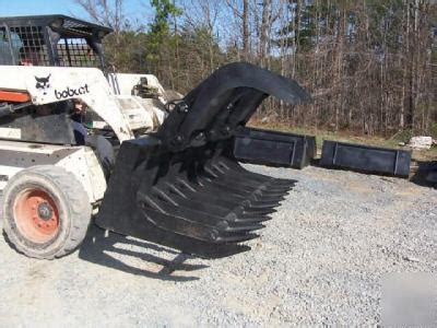 96" grapple root rake bucket skid loader steer bobcat