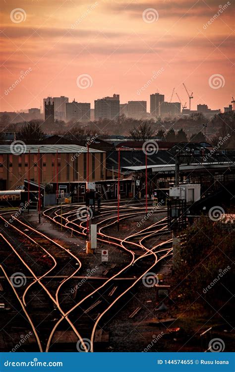 Birmingham UK City Skyline Silhouette at Sunset. Stock Image - Image of ...