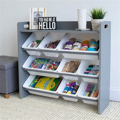 Grey Toy Organizer with Shelf and 9 Storage Bins | Bed Bath & Beyond | Toy storage organization ...