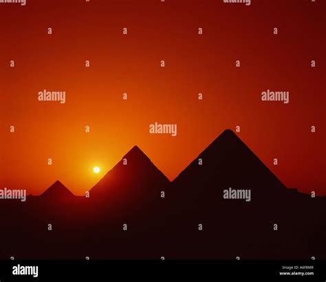 Egypt Cairo Giza The Great Pyramids Sunset Stock Photo - Alamy