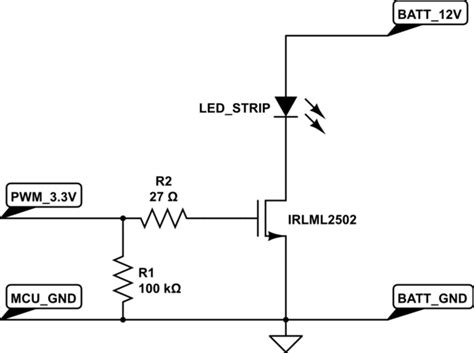 mosfet - Driving LED strip from microcontroller - Electrical Engineering Stack Exchange