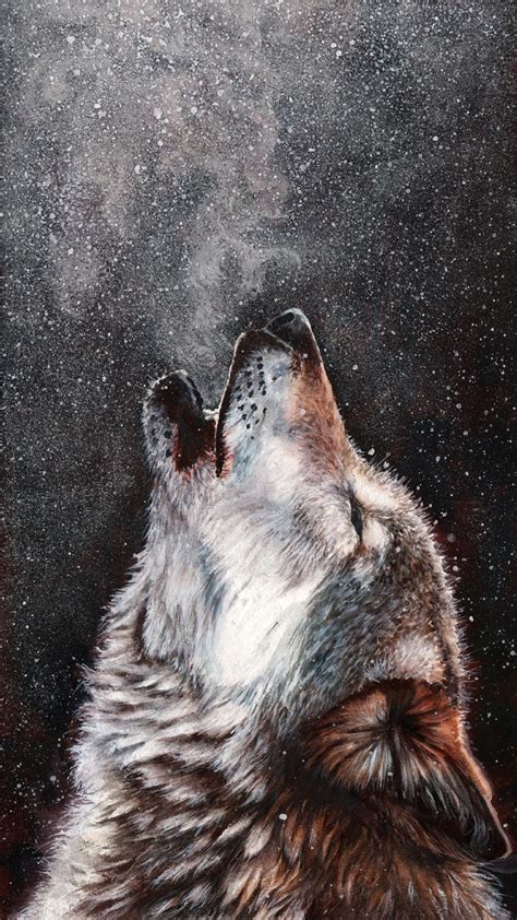 Wolf Howling on a Cold Night Art - ID: 135149 - Art Abyss