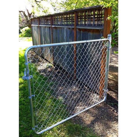 YARDGARD Chain Link Fence Gate 6 ft. W x 4 ft. H Galvanized Metal ...