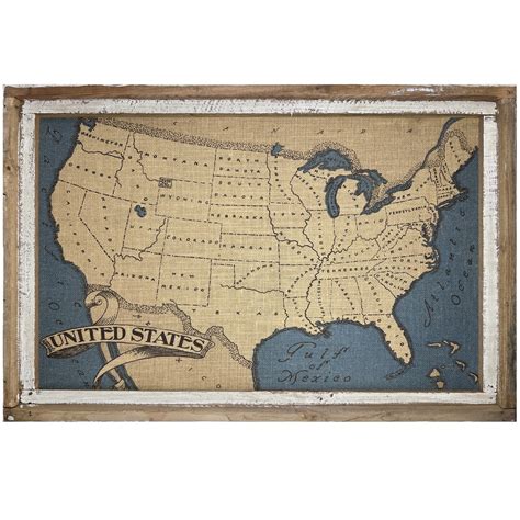 USA Map Wall Art 24 X 36 Wooden Frame Handmade Farmhouse Decor United ...