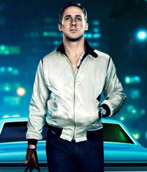 Bomber White Scorpion Jacket | Ryan Gosling Drive Jacket - Jackets Expert